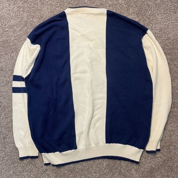 Vintage Prestwick Golf Limited Sweater Mens Lg Navy Blue Cream Pullover Preppy - Picture 3 of 9
